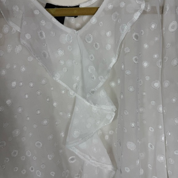 BCX White Sheer Ruffled Blouse Size Small - Picture 2 of 12